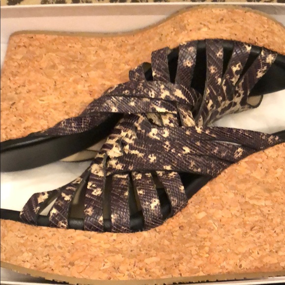 Jimmy Choo Embossed Leather Cork Wedges Size 41 Wedges